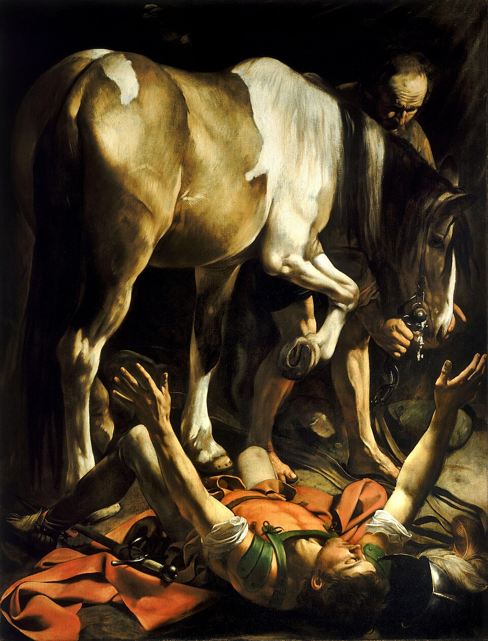 Saul renversé de son cheval, les bras ouverts vers la lumière