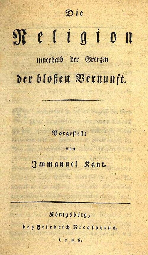 Page de titre de Die Religion innerhalb der Grenzen der bloßen Vernunft, 1793