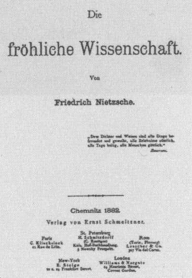 Page de titre de la première édition de Die fröhliche Wissenschaft, 1882