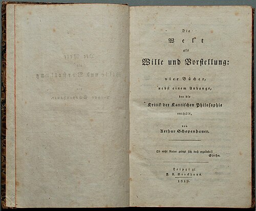 Exemplaire ouvert de l'édition originale de Die Welt als Wille und Vorstellung