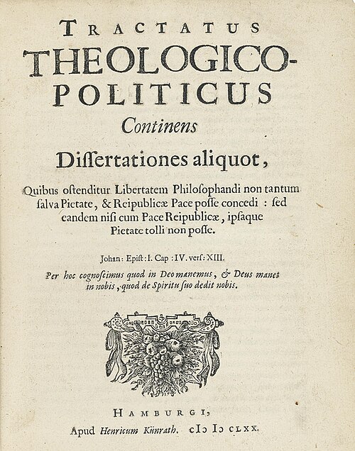 Page de titre imprimée en latin du Tractatus theologico-politicus